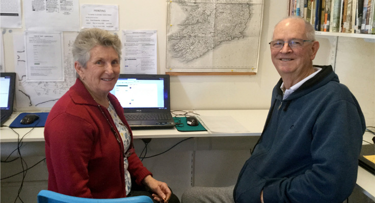 Lesley Turner and John Bolden with the new computer purchased from a recent MidCoast Water grant.