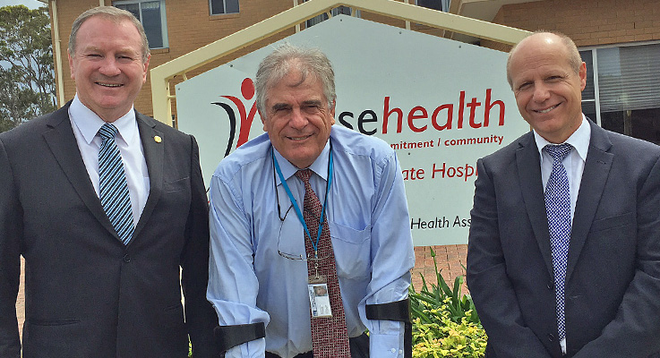 Stephen Bromhead MP Roger Lynch Chair Cape Hawke Hospital and Health Association and Michael Di Rienzo Chief Executive Hunter New England Health