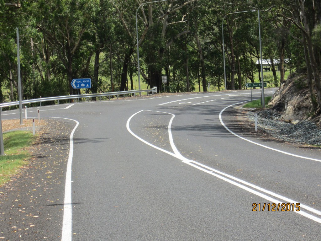 The Seal Rocks Road intersection on The Lakes Way now has a dedicated turn lane to improve safety at the intersection.