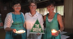  Judith Pickett (Barrington Tops Greens Convenor), Julie Lyford (Greens candidate for Lyne), Sue Kingston (Secretary, Lyford for Lyne campaign team).
