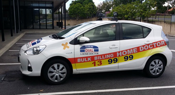A Home Doctor car operating in the local area