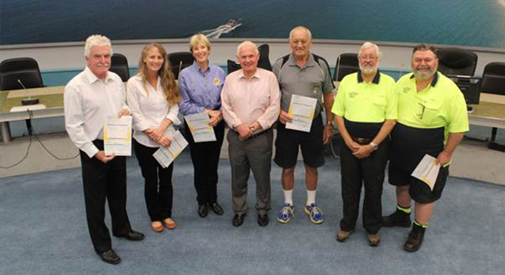 Mayor of Port Stephens, Bruce MacKenzie presents Mayoral Funds to local community groups.