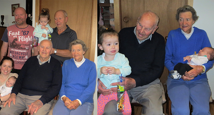 FIVE GENERATIONS: Jack and Thora Ireland, son Rodney, grandson Roderick, Great-granddaughter Tameeka, Great great-granddaughter Lamayah and great, great grandson Ashton. (left)FAMILY TIME: Jack and Thora Ireland with great, great grandchildren Lamayah and Ashton. (right)
