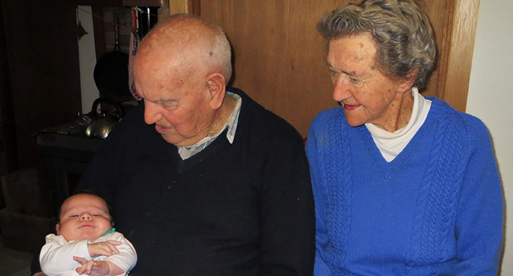 FAMILY: Jack and Thora Ireland with their great, great grandson Ashton. 