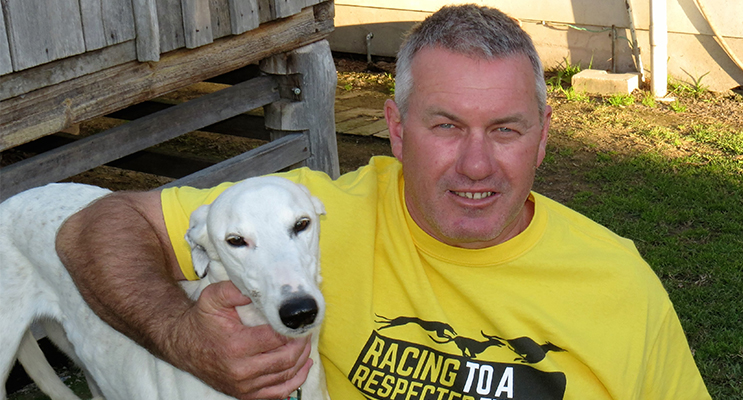 OWNER AND TRAINER: Mick Worth with his much-loved greyhound Bella.