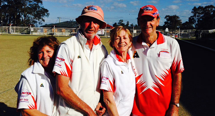  Runners up of the Karuah Mixed Pairs, Pam Cembala and Peter Joass with winners, Robyn and Gordon Latimore.