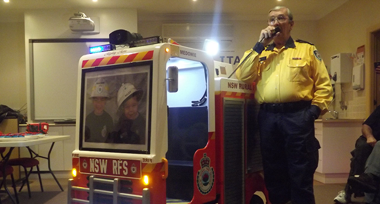 :   Bill Taylor, President of Medowie RFS and creator of ‘Mighty Mike’ Photo supplied by Medowie Rural Fire Service   