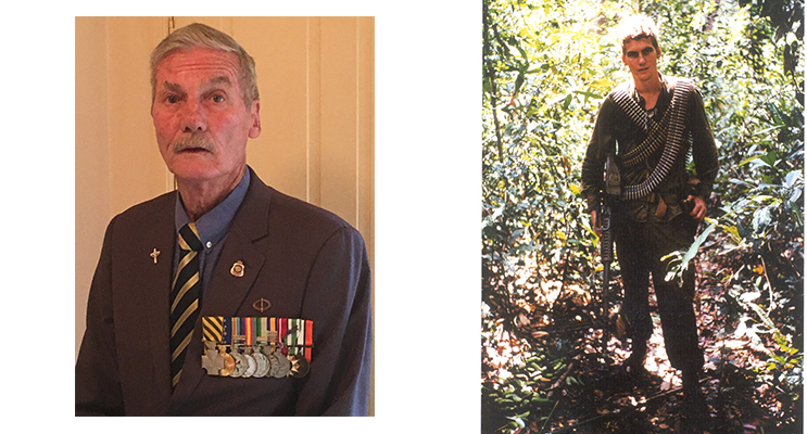Brian Boughton during his time in Vietnam (right) and Brian Boughton today with his medals (left) Photos supplied by Justin Boughton 