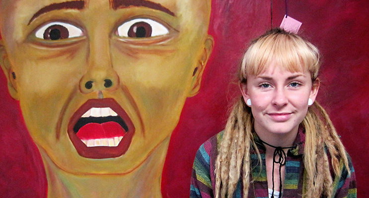 OIL PASTELS: Charli Burns from Pindimar and her painting “Fear of Oneself.”