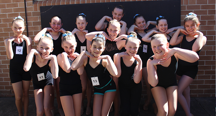 Bronze Star Jazz Groups combined – (Back row) Charlotte Dougherty, Isabella Moxey, Isabella McQualter, Olivia Lightfoot, Heidi Farley, Mikaela Neil, Kayla Bell, Amelia Atkins.  (Front) Kyara Darcy, Hilary Grainger, Keelie Perrett, Maddison Cunningham and Lilly Davidson.Photos by Dance N Dazzle