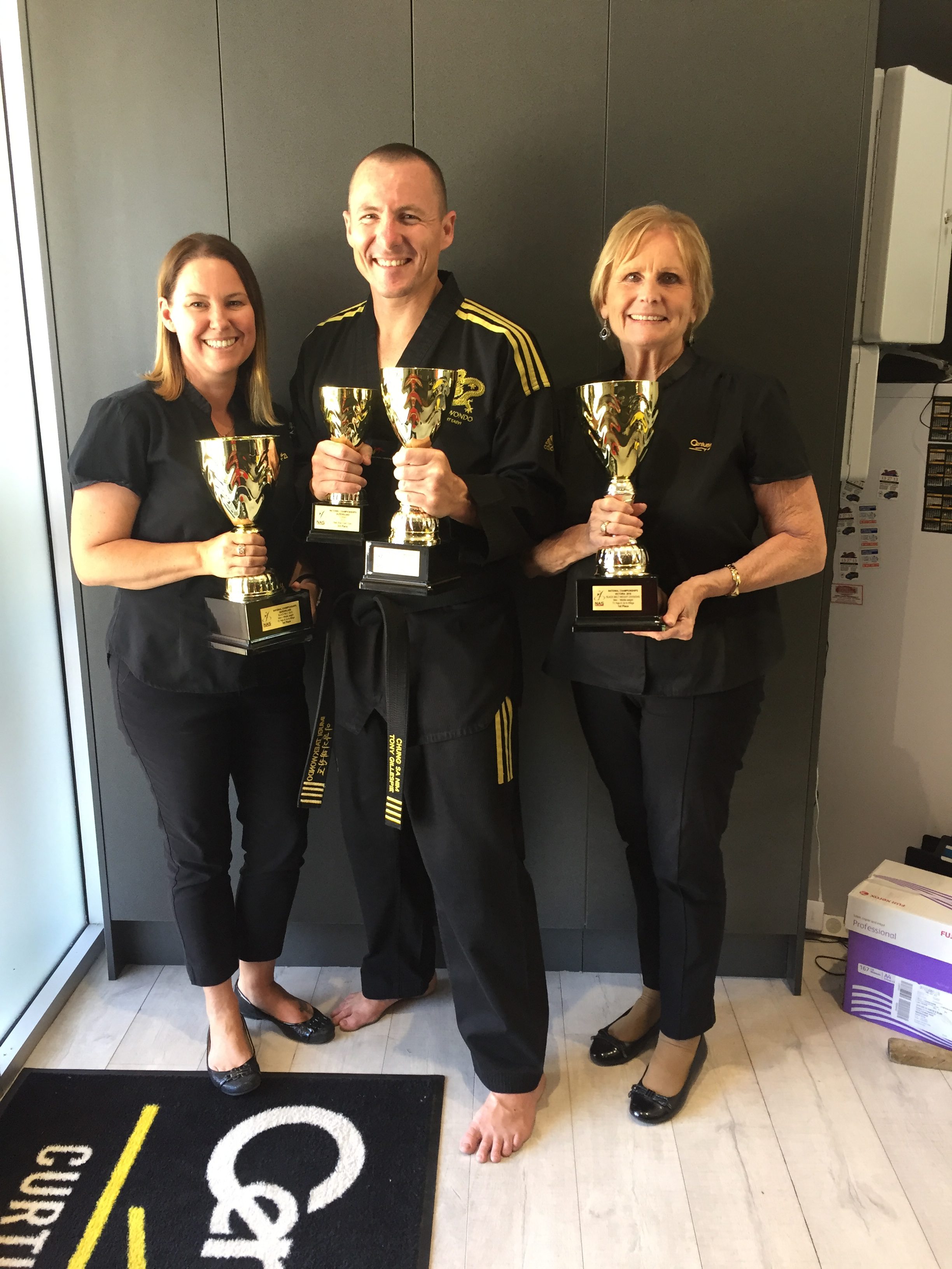 Jane Curtis, Tony Gillespie and Kerry O'Donnell (Century 21 Curtis & Blair - Major Sponsor of Imugi TKD).