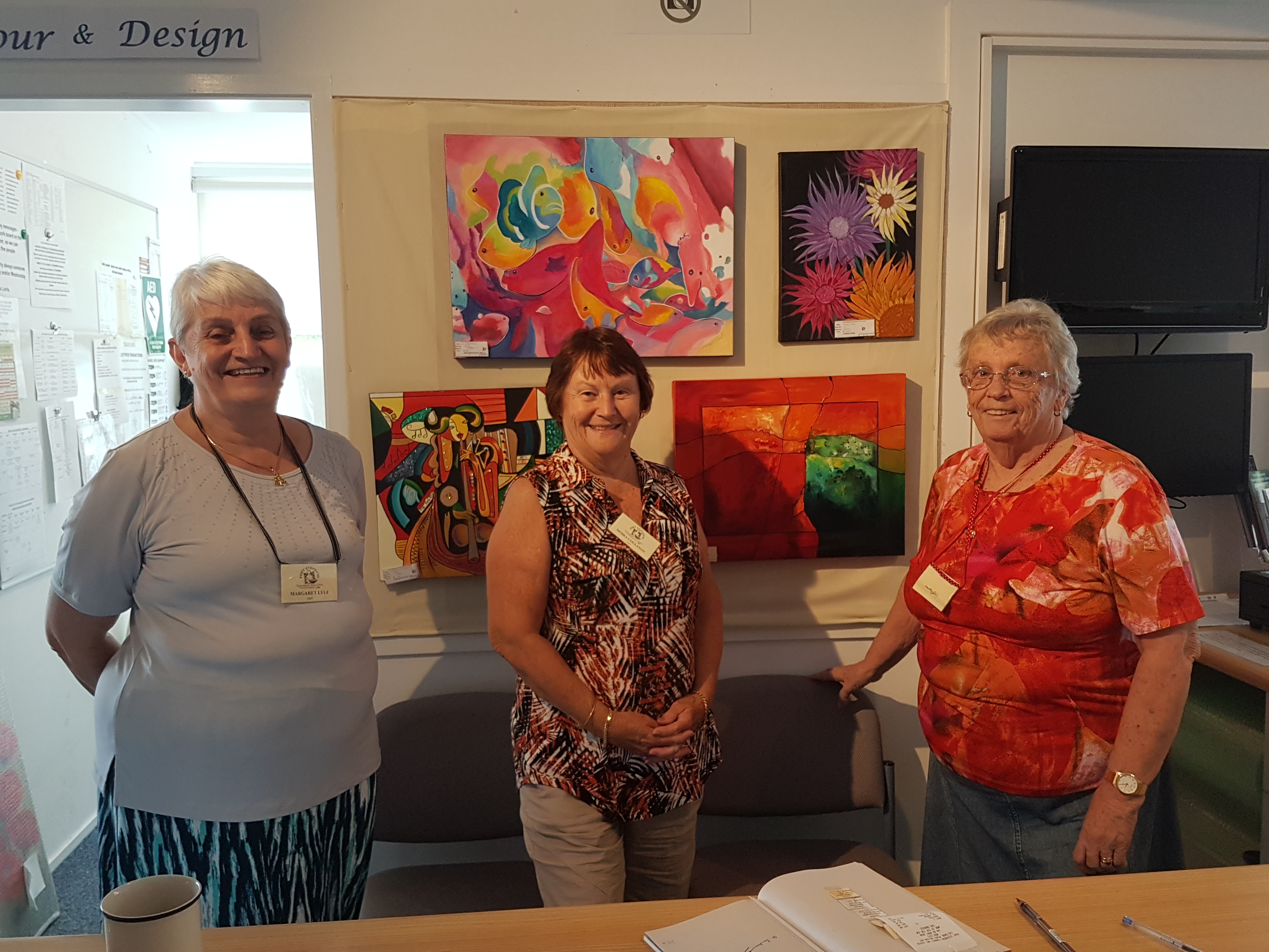 Margaret Lyle, Moira Coulston and Doreen Lambourne - at work in the gallery