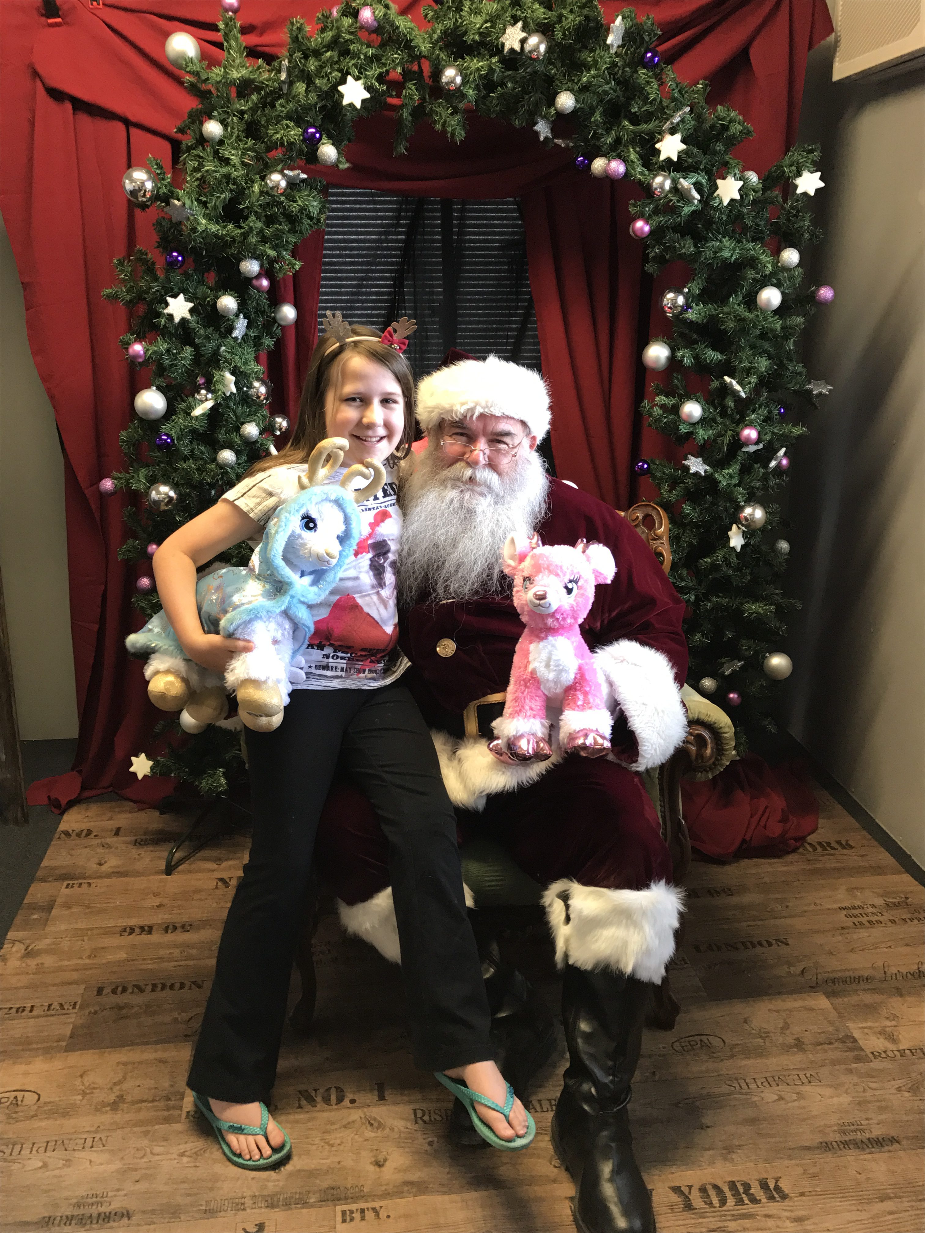 Jessica Smith and her reindeers meeting Santa at Central Health