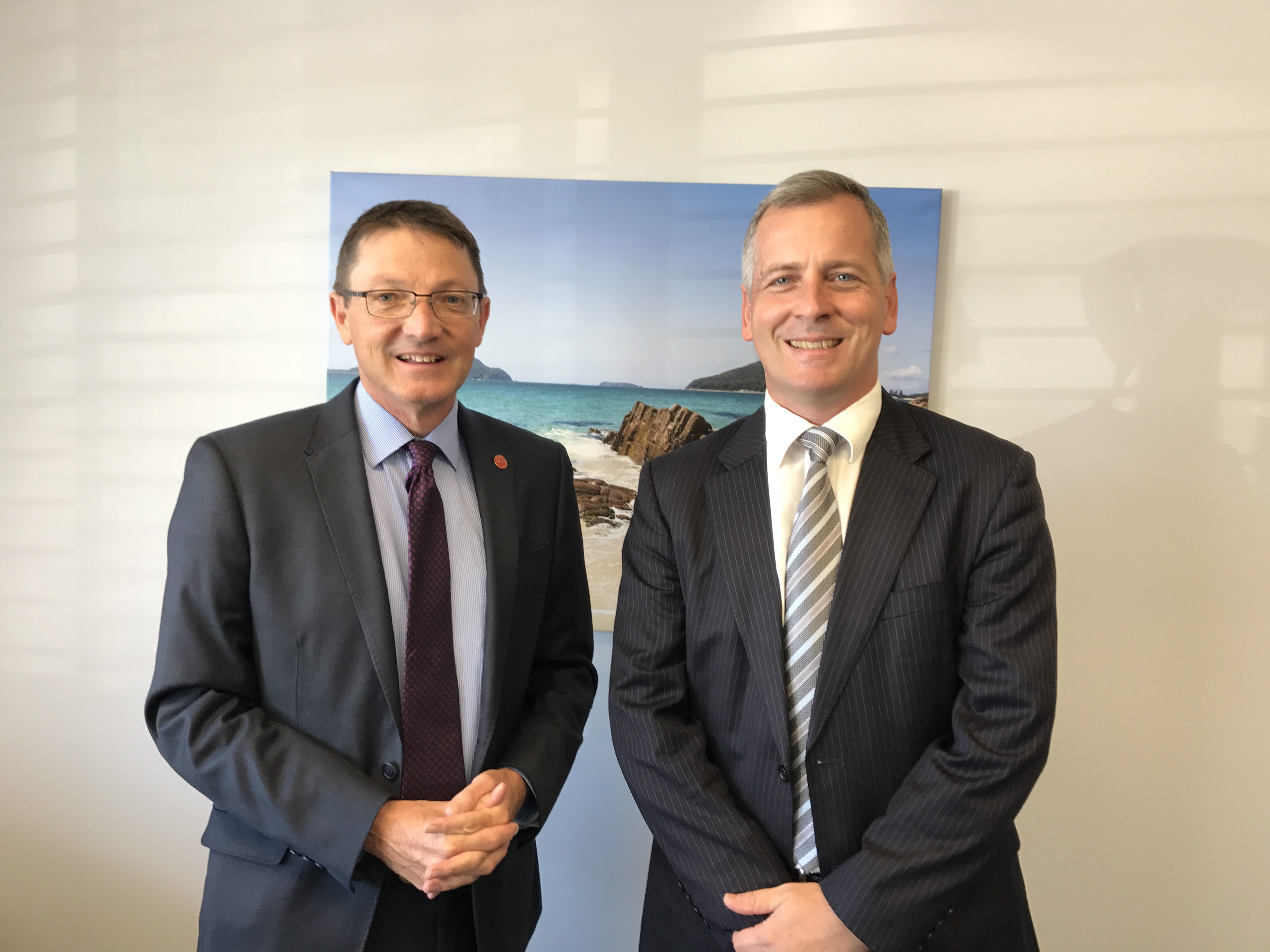 Parliamentary Secretary for the Hunter Scot MacDonald with Principal of St Philip’s Christian College Dr Timothy Petterson.