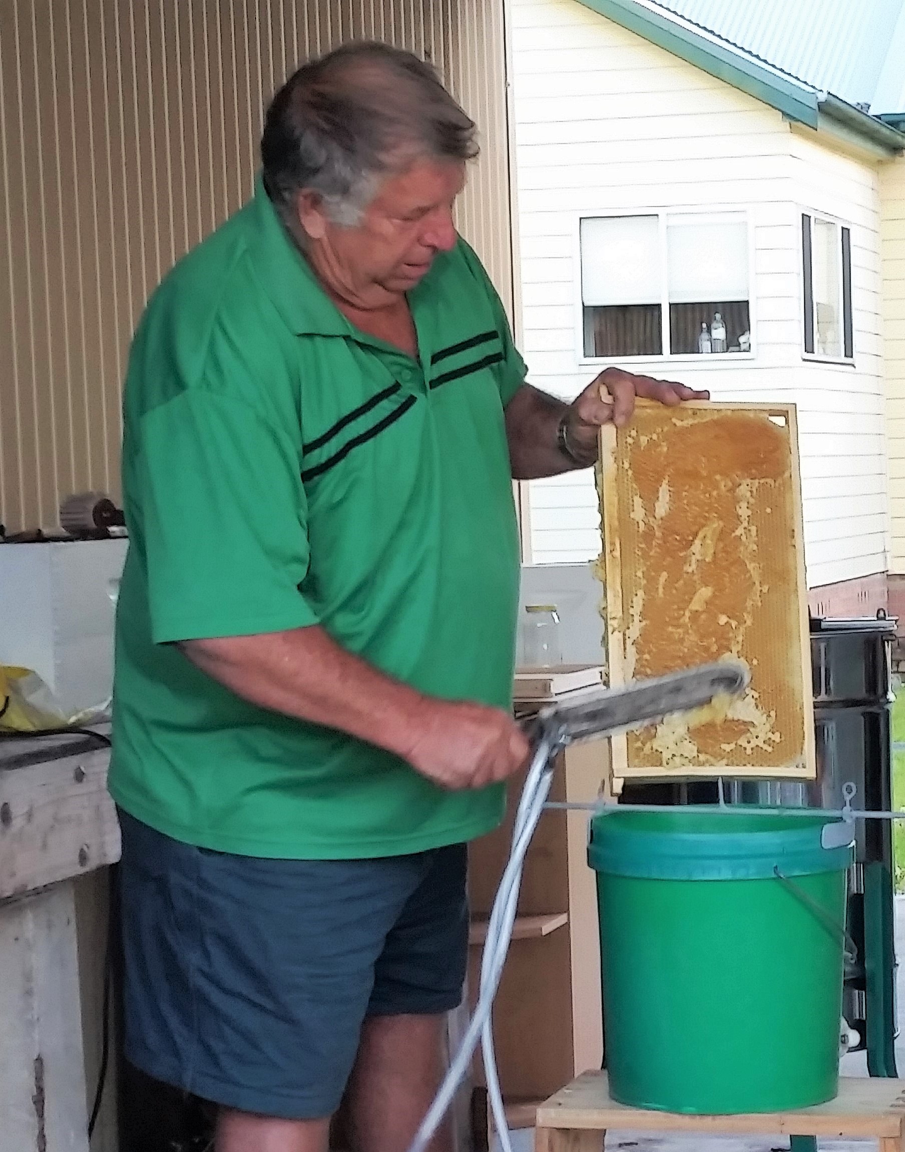 HONEY: Jo Colman using a steam knife
