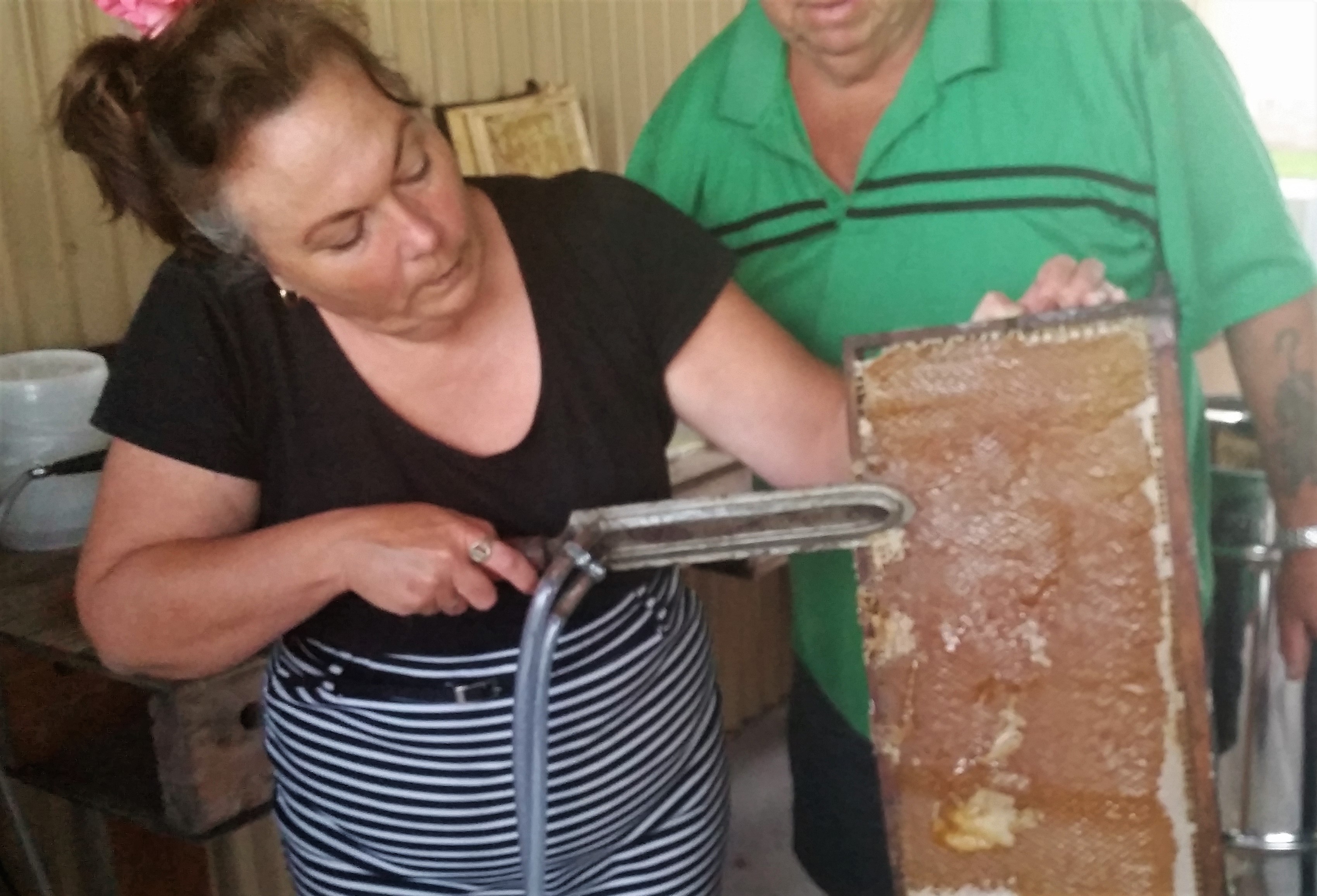 HONEY: Jo Colman using a steam knife