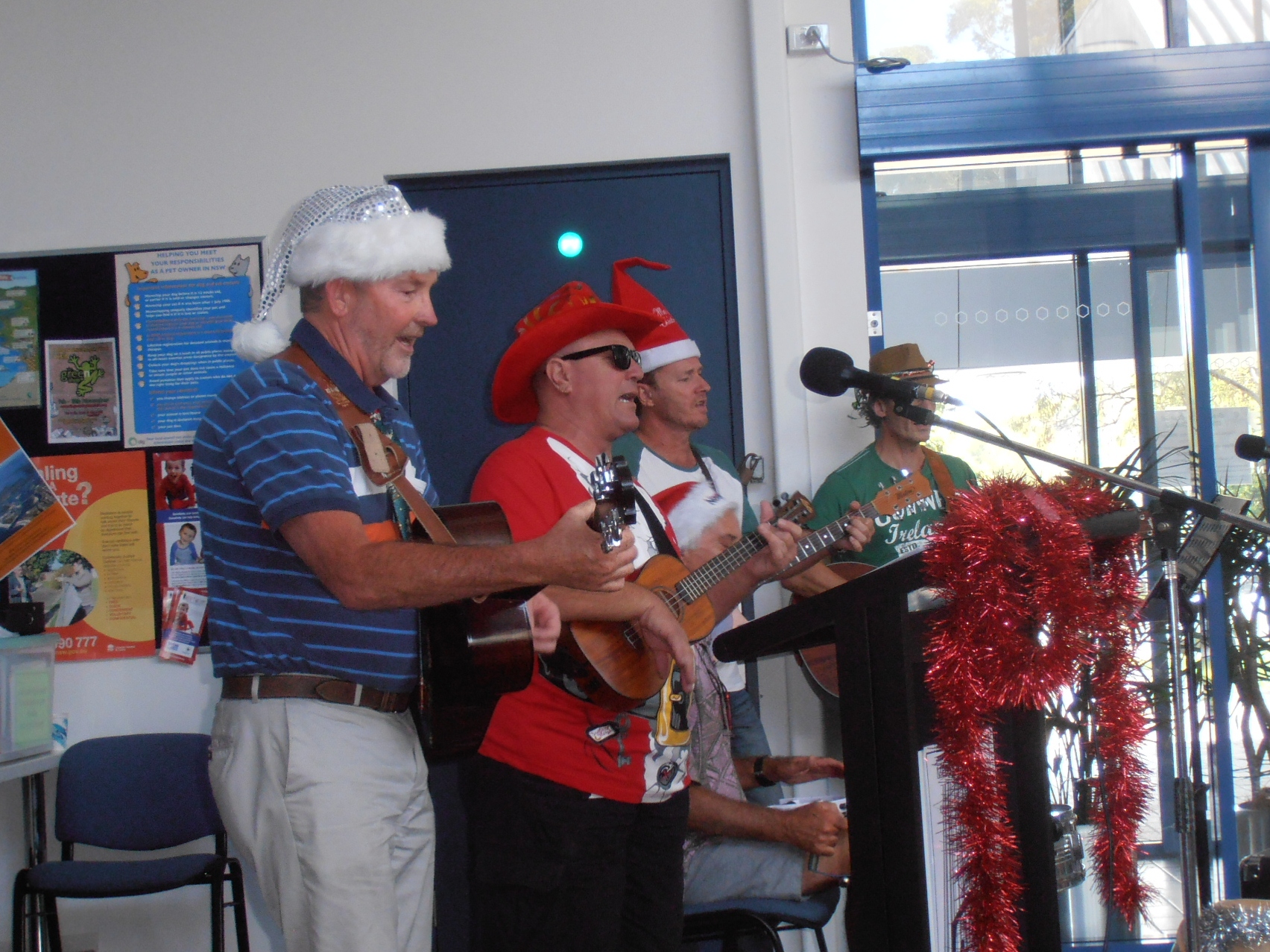 John Cavanagh, Bruno Puglisi, Marty Tooze and Steve Embry get their Christmas groove on.