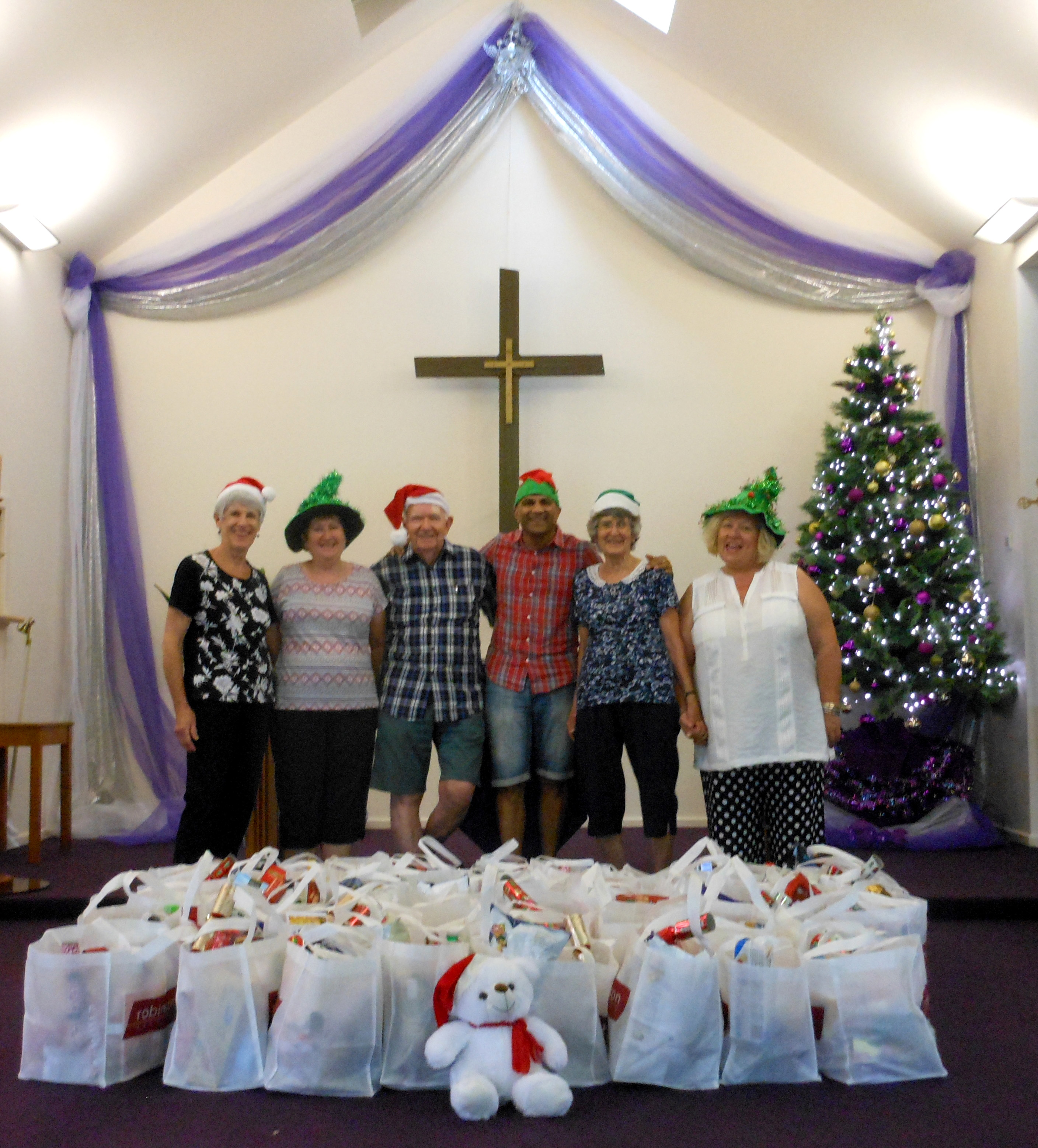 Hampers all ready to give to 100 needy families in the  area,  Rev Kesh Govan and Parishioners of All Saints.  Photo by Kesh Govan