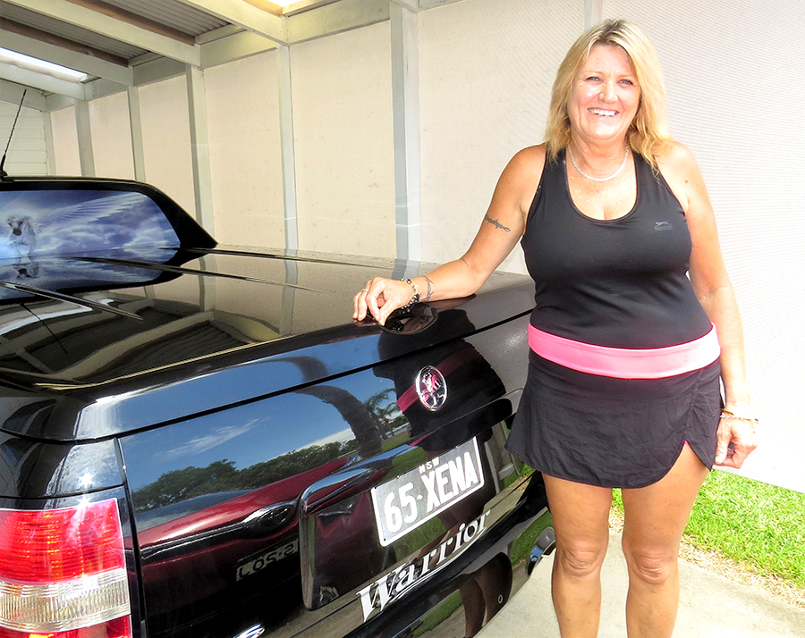 LIFE CHANGE: Robyn Lewis’s number plates are inspired by “Xena, The Warrior Princess.”   