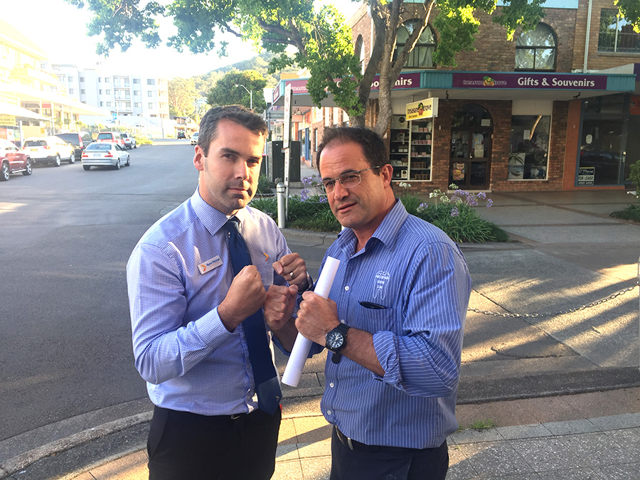 Fighting for the needs of Nelson Bay. Ryan Palmer  and Allano Cassano. Photo supplied by Ryan Palmer