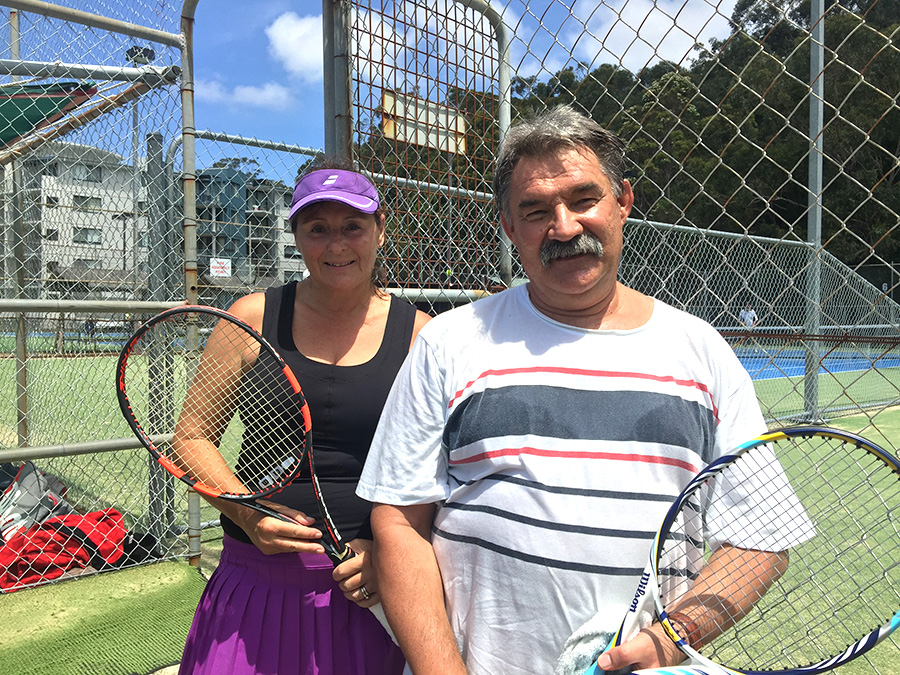  Dedicated players matched up for doubles: Richard Baranski from Narrabri and Chris Petrow from Nelson Bay. 
