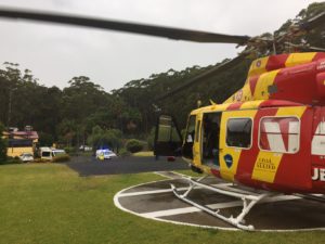 Westpac Resue with shark bite victim Forster area