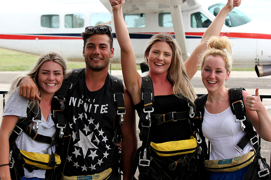 The four skydivers: Kempsey Litten, Sam Arena, Nicola Beadle and Albany Litten. Photo by Andy Litten