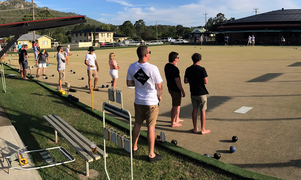 BAREFOOT BOWLERS: Players taking part in the social bowls evening.