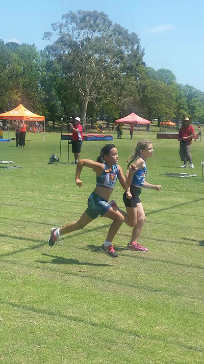 Myall Coast Little Athlete: Lenita White (on left) competing at Zone. Photos supplied