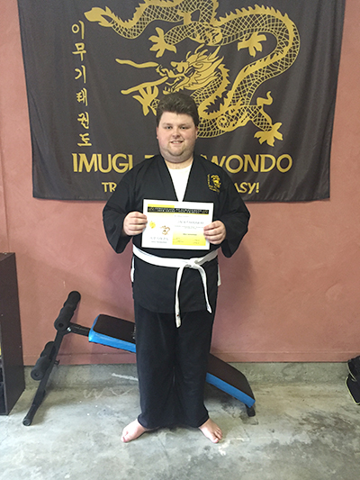 Jack Farraway after achieving his first yellow tip grading.