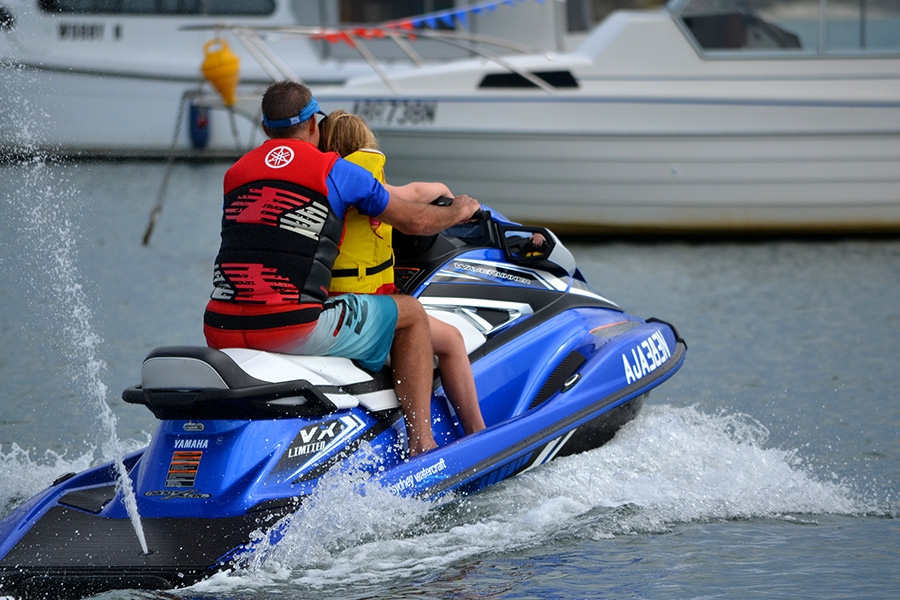 JET SKI EXPLORERS: Peter Rogers and Brooke Cumbers, aged eight.