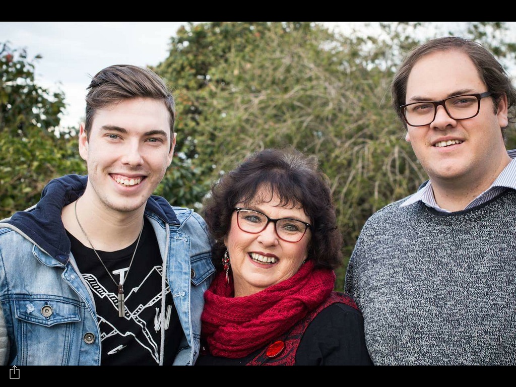 Judi Walker pictured with two of her sons, Tobias and Elliott, hopes that every new Aussie citizen will embrace our culture. 