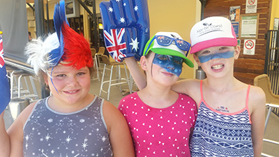AUSTRALIA DAY FUN: Amber Hadfield aged 7, Madison O’Hara aged 9, Lily Peters, aged 8.