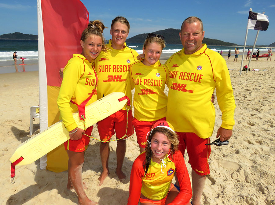 BEACH SAFETY: Volunteer lifesavers Mackenzie Young, Zac Churchouse, Maddi Churchouse, Club Patrol Captain Craig Young and Molly Young.