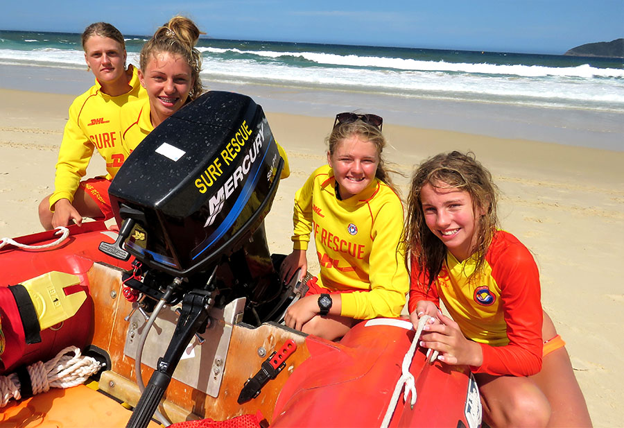 SURF RESCUE: Volunteers Zac Churchouse, Mackenzie Young, Maddi Churchouse and Molly Young.