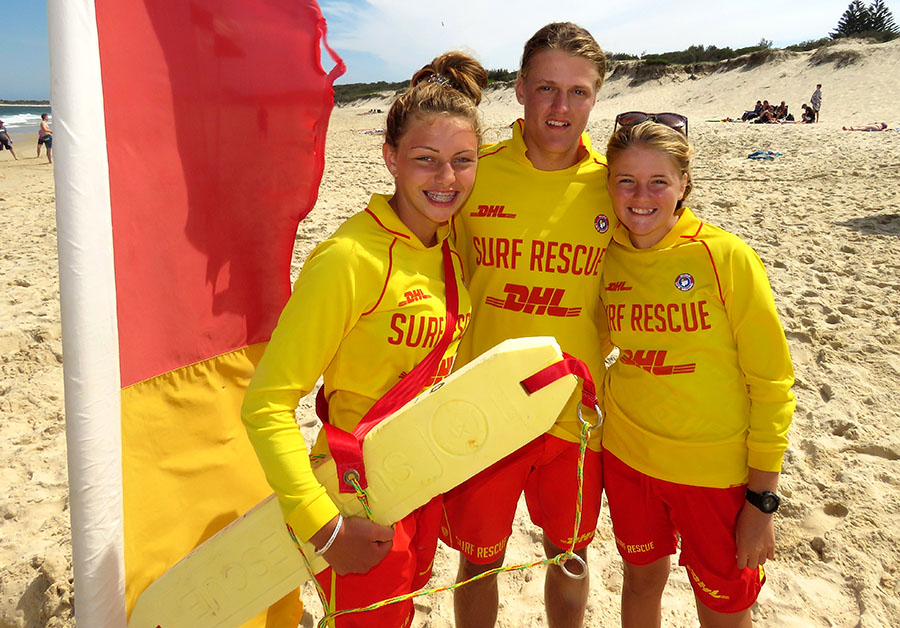 VOLUNTEER LIFESAVERS: MacKenzie Young, Zac Churchouse and Maddi Churchouse.