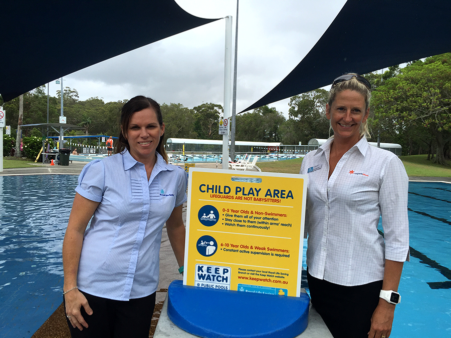 Hunter Regional Manager of Royal Life Saving NSW Tanya Brunckhorst and Centre Manager of Tomaree Aquatic Centre Suellen Goyne.
