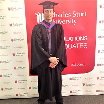 GRADUATION DAY: Mitchell Markham at Charles Sturt University.