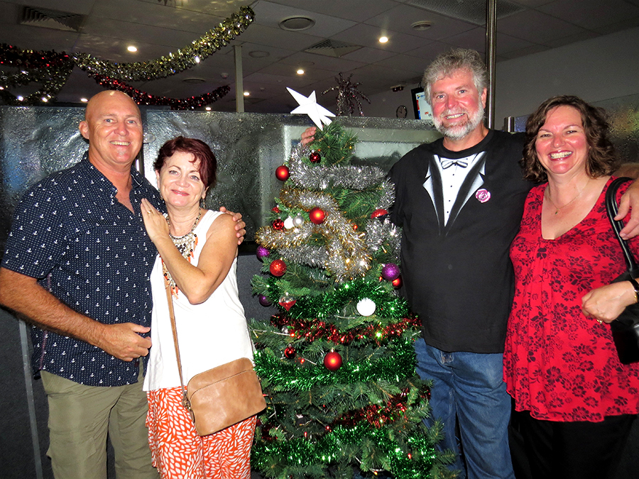CELEBRATING THE NEW YEAR: Trevor and Kylie Jennings with Mark and Karen McCormick at Tea Gardens Country Club.