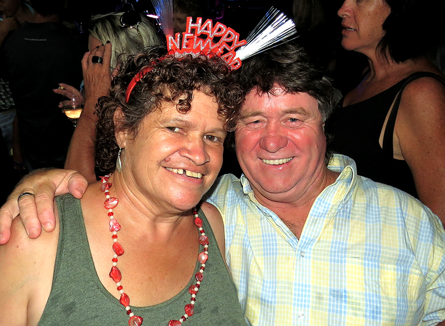 NEW YEAR CELEBRATIONS: Maria Duroux and John Williams at Tea Gardens Country Club.
