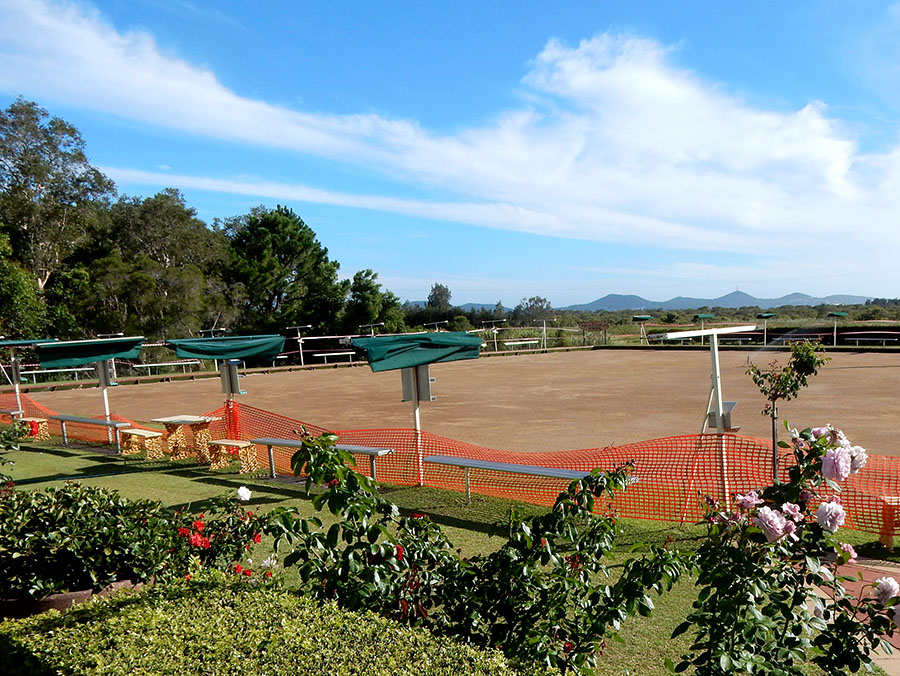 Tea Gardens Bowling Club's grass green in the early stages of refurbishment.