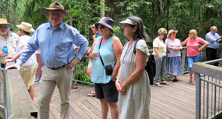 : Myall Lakes MP Stephen Bromhead and community members at The Grandis viewing platform.   PHOTO 5: Celebrations: Community members at The Grandis Picnic Area.   