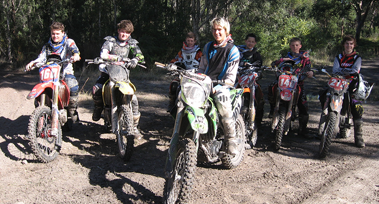 Luke with his 'boot camp' students at his Tanilba Bay training track.