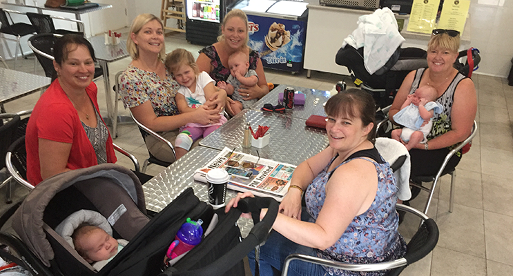 A group of mums catching up for coffee, some of whom took the opportunity to put their older children in the creche for some fun activities - Margaret Hurn, Heather Sharp, Elysia Montgomery, Alison Elliott and Skye Welsh. 