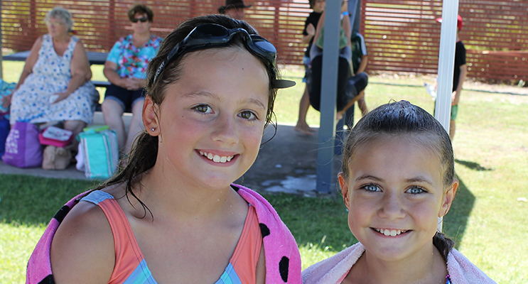 Competitors:  Ashley and Lexi at Karuah Public Schools swimming carnival.     