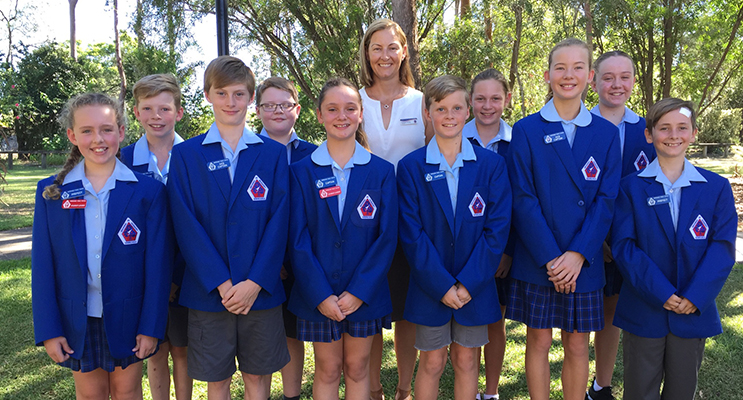 The school leaders proudly ready to serve the school community. Pictured with the school’s Principal, Ms Philippa Young, are: Sibella Rowan, Ryan Trappel, Travis Lamborn, Riley Tyson, Andie Archer (Captain), Will Phillips (Captain), Ashlei Stapleton, Madeleine Beninga, Lily Foster, and Zac Ruhl.