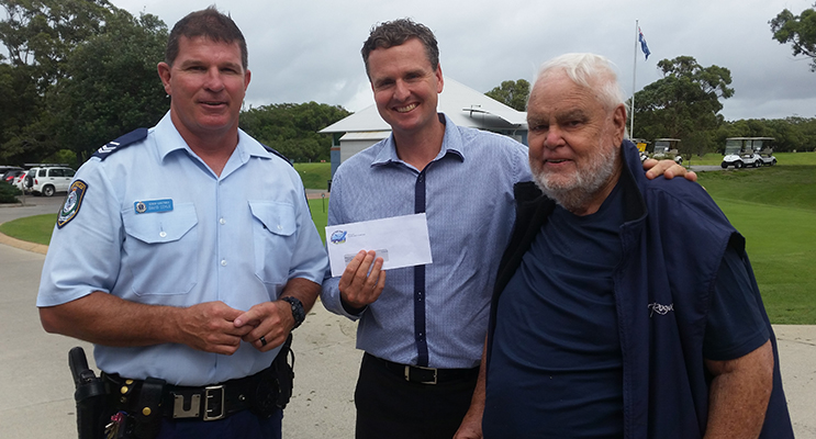 POLICE CHARITY GOLF DAY: Senior Constable Dave Coyle, Mark Hughes and former Police Officer, Norm Webber.