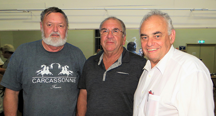 Residents Kevin Carter and Arthur Baker with MidCoast Local Representative Committee member Len Roberts, at Council’s update session held at Bulahdelah