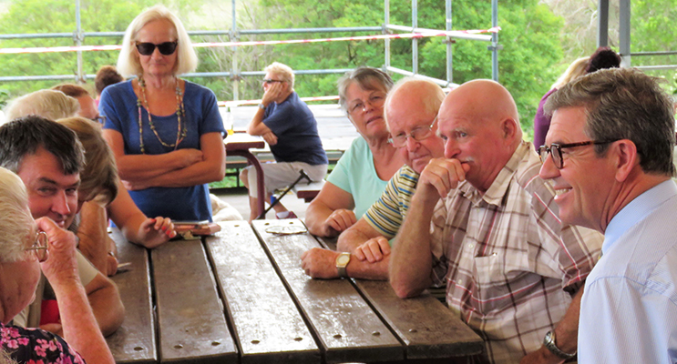 Dr David Gillespie MP listens to the views of community members at the Listening Post session in Bulahdelah.