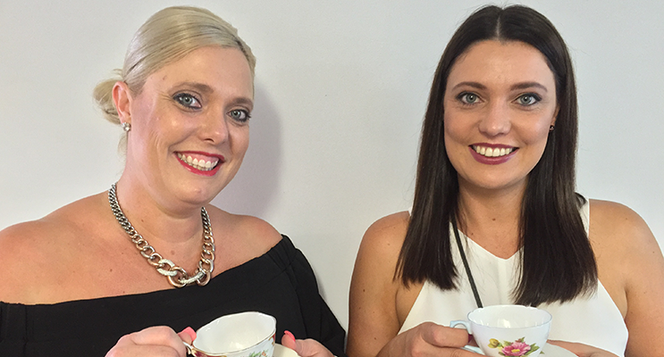Katrina Becker and Katie Lavender are ready for a cuppa for a good cause. 